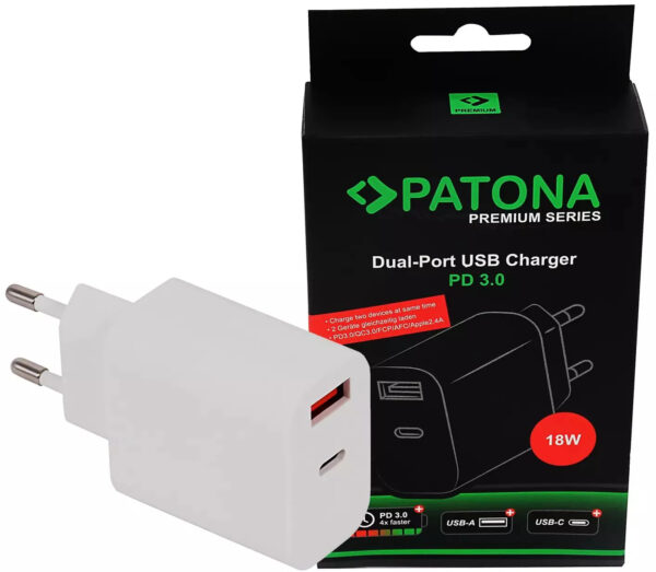 Adaptateur secteur USB Type-C & USB-A 18W PD QC 3.0 - PATONA – Image 2